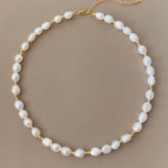 Pearl Necklace,Freshwater Pearl Necklace,Real Pearl Beads,Near Round Pearls - Picture 1 of 1